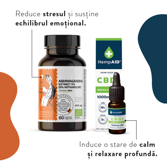 Corporate Calm, pachet promotional (Ashwagandha + Ulei de canepa cu 1000mg CBD)